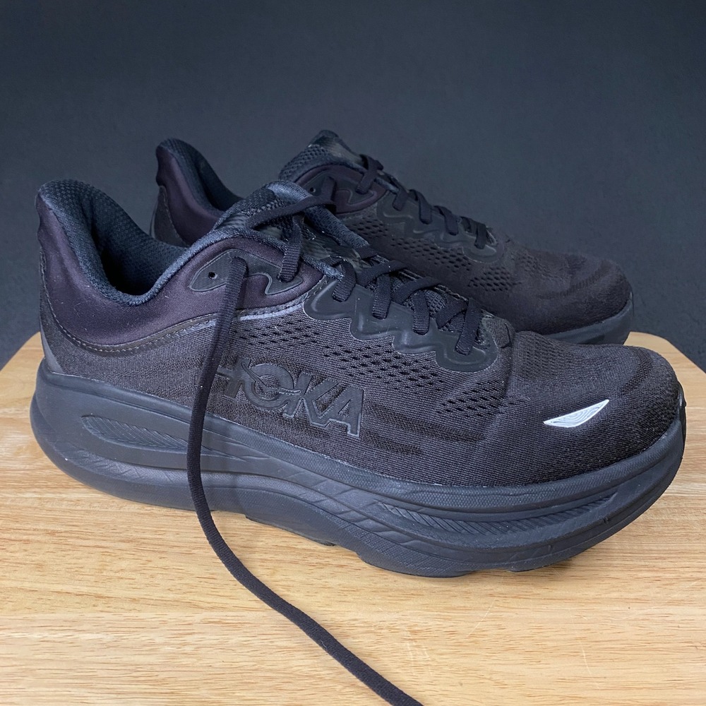 Hoka Bondi 9 Running Shoes Mens 12 Black X-Wide 4E Sneakers 1162015 BBLC